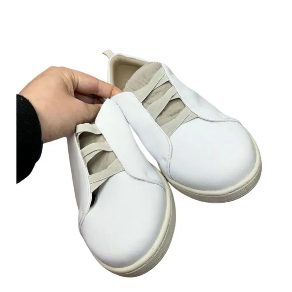 Trotters Sneaker Womens Size 7W Wide White‎ Leather Lace Up Shoes